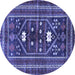 Round Persian Blue Traditional Rug, tr4622blu