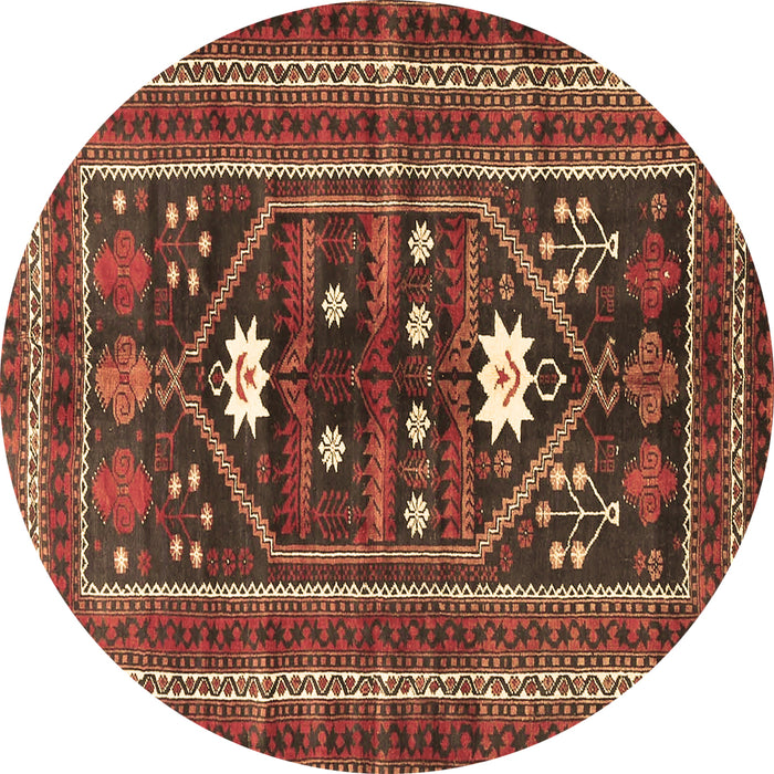 Round Persian Brown Traditional Rug, tr4622brn