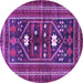 Round Machine Washable Persian Purple Traditional Area Rugs, wshtr4622pur