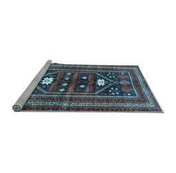 Sideview of Machine Washable Persian Light Blue Traditional Rug, wshtr4622lblu