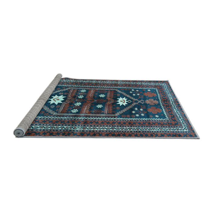 Sideview of Machine Washable Persian Light Blue Traditional Rug, wshtr4622lblu