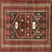 Square Persian Brown Traditional Rug, tr4622brn