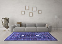 Machine Washable Persian Blue Traditional Rug, wshtr4622blu