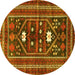 Round Persian Yellow Traditional Rug, tr4622yw