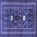 Square Machine Washable Persian Blue Traditional Rug, wshtr4622blu