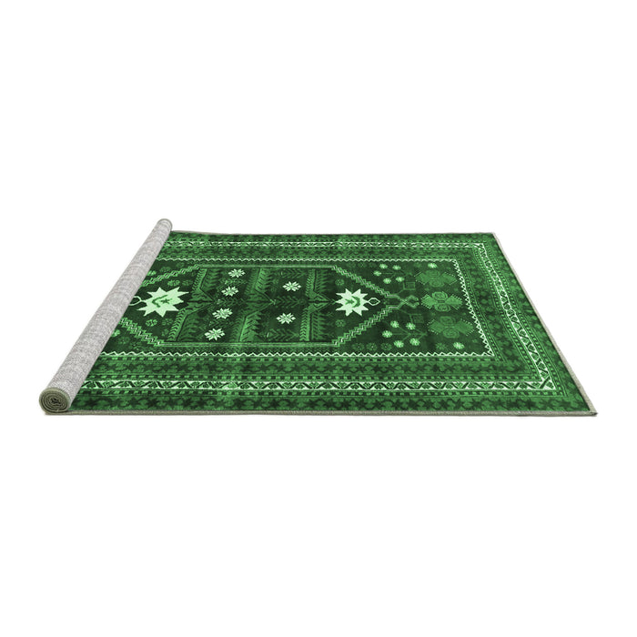 Sideview of Machine Washable Persian Emerald Green Traditional Area Rugs, wshtr4622emgrn