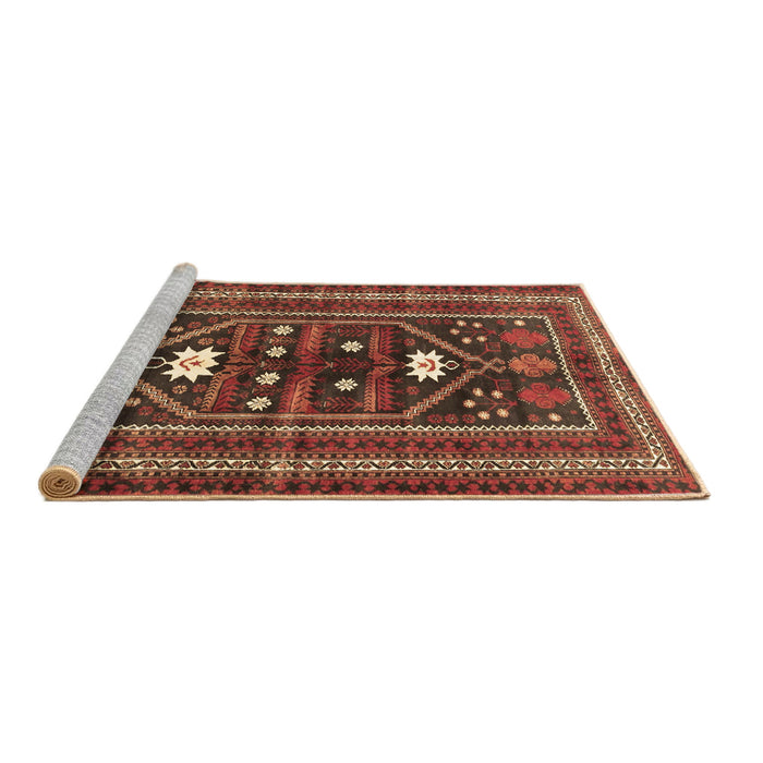 Sideview of Machine Washable Persian Brown Traditional Rug, wshtr4622brn