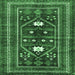 Square Machine Washable Persian Emerald Green Traditional Area Rugs, wshtr4622emgrn