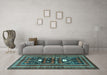 Machine Washable Persian Turquoise Traditional Area Rugs in a Living Room,, wshtr4622turq