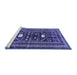 Sideview of Machine Washable Persian Blue Traditional Rug, wshtr4622blu