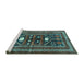 Sideview of Machine Washable Persian Turquoise Traditional Area Rugs, wshtr4622turq