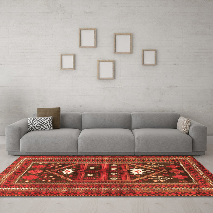 Machine Washable Persian Orange Traditional Area Rugs in a Living Room, wshtr4622org