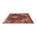 Sideview of Machine Washable Traditional Sunrise Orange Rug, wshtr4623