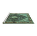 Sideview of Machine Washable Persian Turquoise Traditional Area Rugs, wshtr4623turq