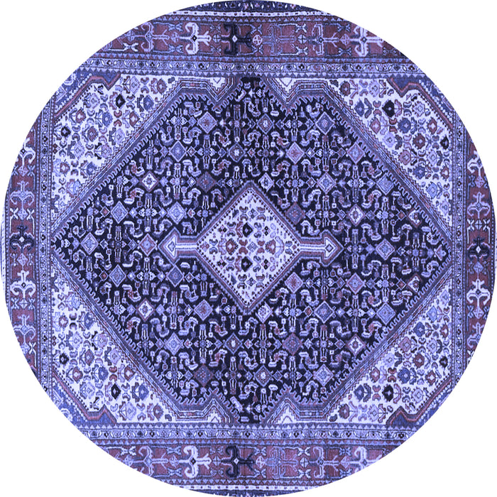 Round Machine Washable Persian Blue Traditional Rug, wshtr4623blu