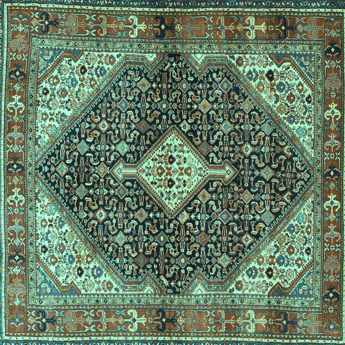 Square Machine Washable Persian Turquoise Traditional Area Rugs, wshtr4623turq