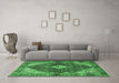 Machine Washable Persian Emerald Green Traditional Area Rugs in a Living Room,, wshtr4623emgrn