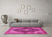 Machine Washable Persian Pink Traditional Rug in a Living Room, wshtr4623pnk