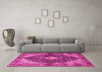 Machine Washable Persian Pink Traditional Rug, wshtr4623pnk