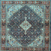Square Machine Washable Persian Light Blue Traditional Rug, wshtr4623lblu