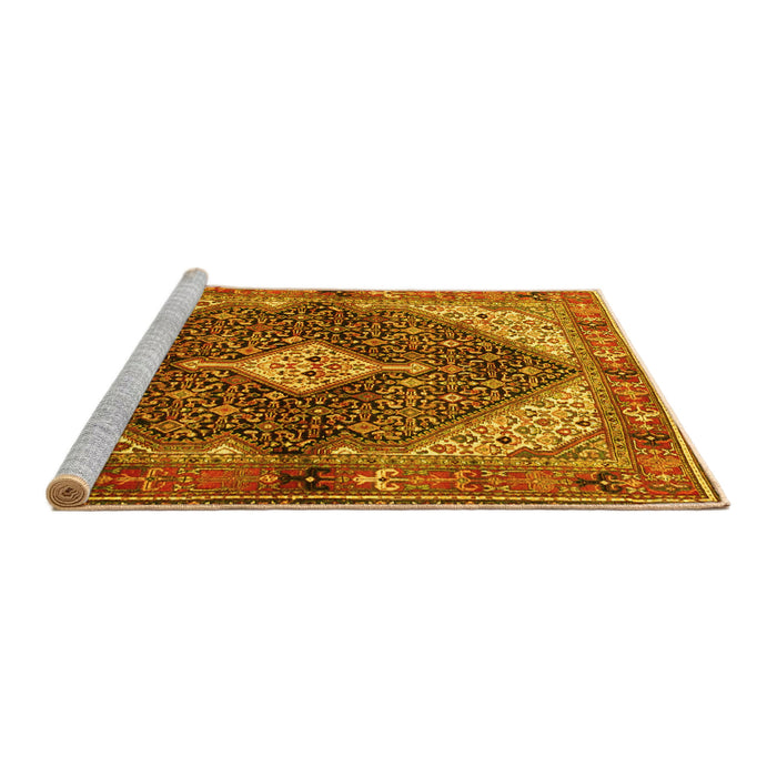 Sideview of Machine Washable Persian Yellow Traditional Rug, wshtr4623yw
