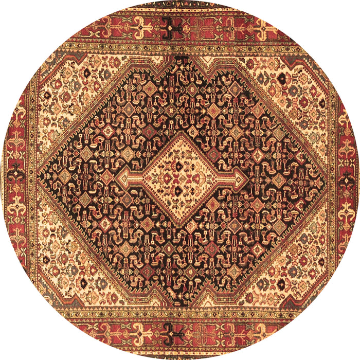 Round Machine Washable Persian Brown Traditional Rug, wshtr4623brn