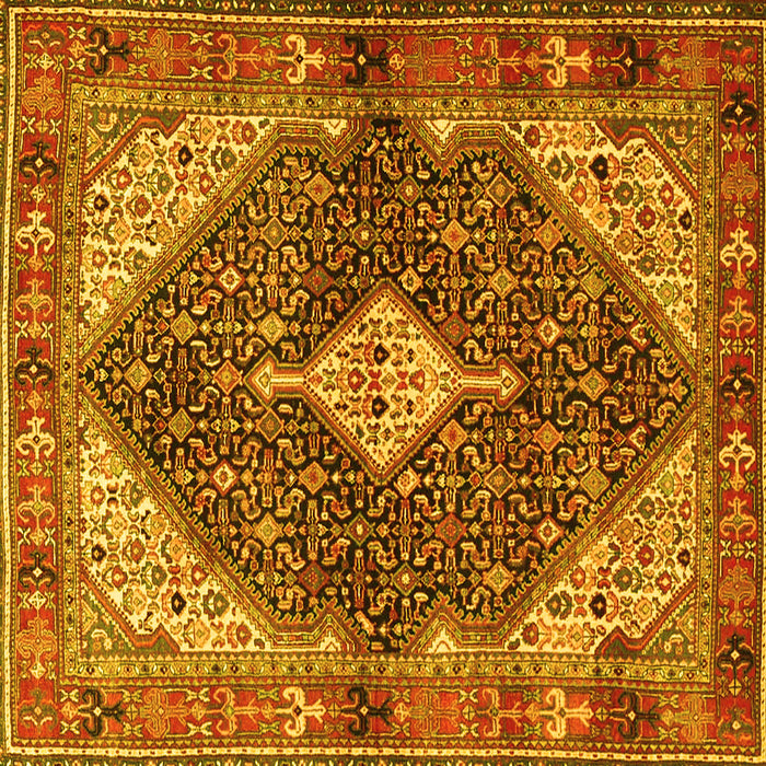 Square Machine Washable Persian Yellow Traditional Rug, wshtr4623yw