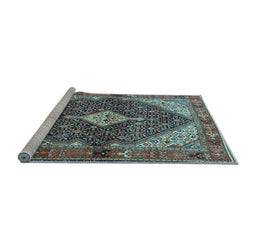 Sideview of Machine Washable Persian Light Blue Traditional Rug, wshtr4623lblu