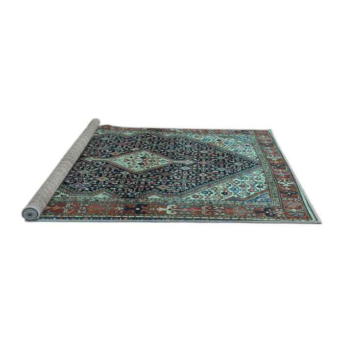 Sideview of Machine Washable Persian Light Blue Traditional Rug, wshtr4623lblu