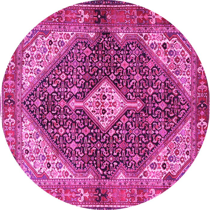 Round Machine Washable Persian Pink Traditional Rug, wshtr4623pnk