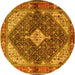 Round Machine Washable Persian Yellow Traditional Rug, wshtr4623yw