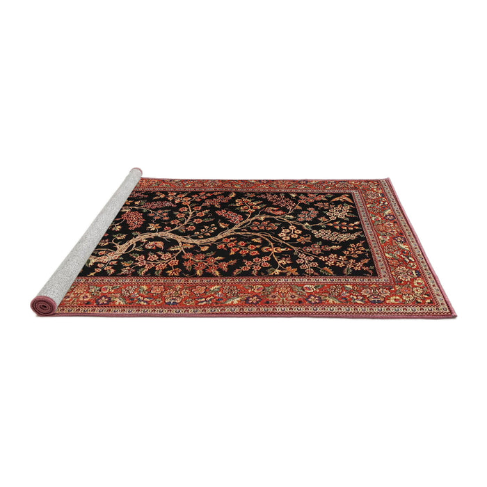 Sideview of Machine Washable Traditional Rust Pink Rug, wshtr4624