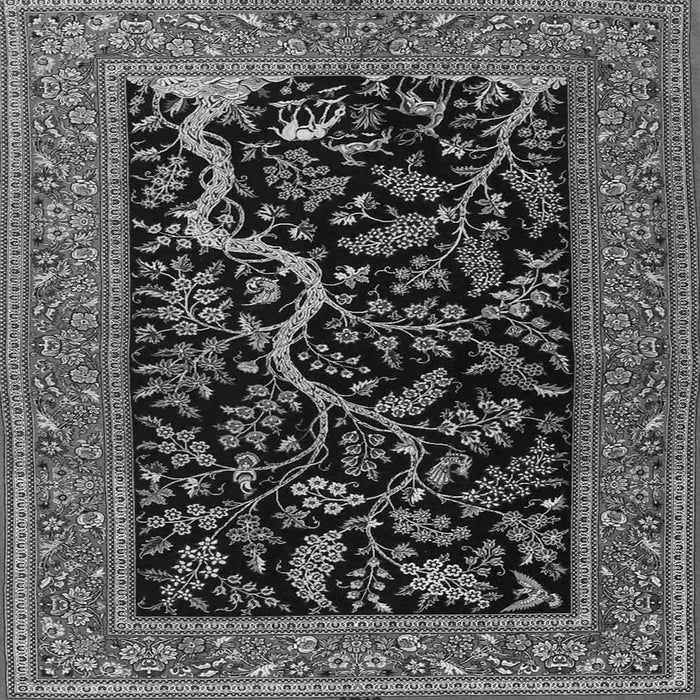 Round Machine Washable Persian Gray Traditional Rug, wshtr4624gry