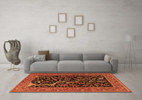 Machine Washable Persian Orange Traditional Rug, wshtr4624org