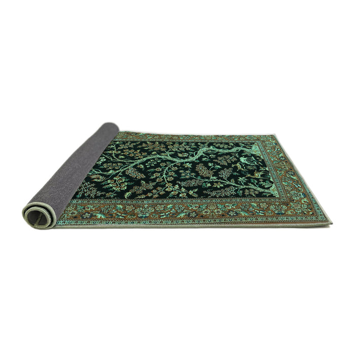 Sideview of Persian Turquoise Traditional Rug, tr4624turq