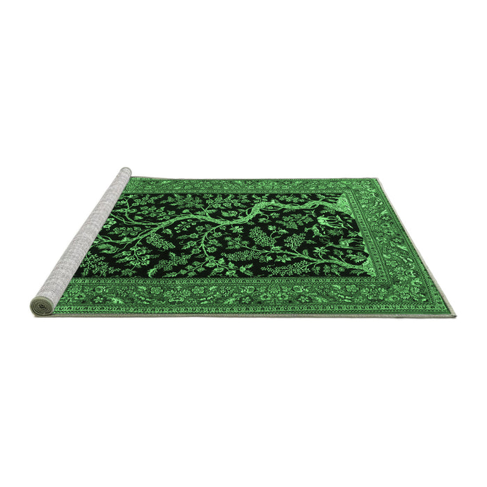 Sideview of Machine Washable Persian Emerald Green Traditional Area Rugs, wshtr4624emgrn