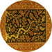 Round Machine Washable Persian Yellow Traditional Rug, wshtr4624yw