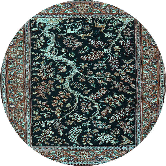 Round Machine Washable Persian Light Blue Traditional Rug, wshtr4624lblu