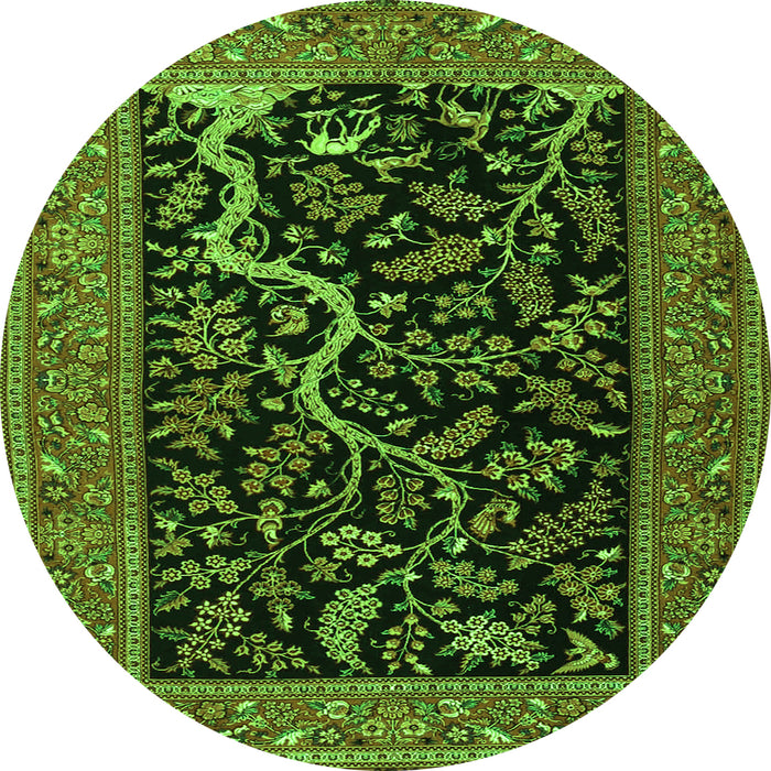 Square Persian Green Traditional Rug, tr4624grn