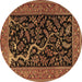 Round Persian Brown Traditional Rug, tr4624brn