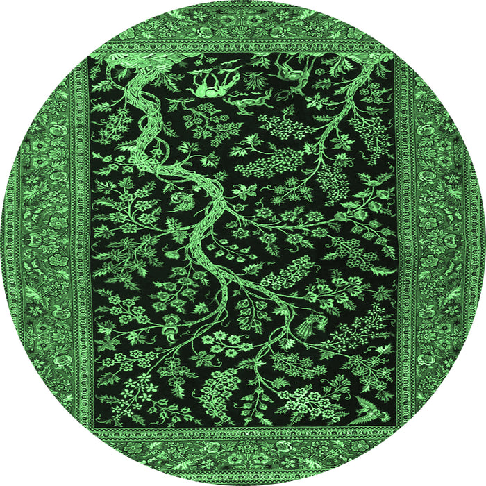 Round Persian Emerald Green Traditional Rug, tr4624emgrn
