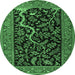 Round Persian Emerald Green Traditional Rug, tr4624emgrn