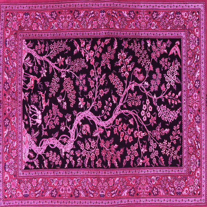 Square Machine Washable Persian Pink Traditional Rug, wshtr4624pnk