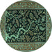 Round Persian Turquoise Traditional Rug, tr4624turq