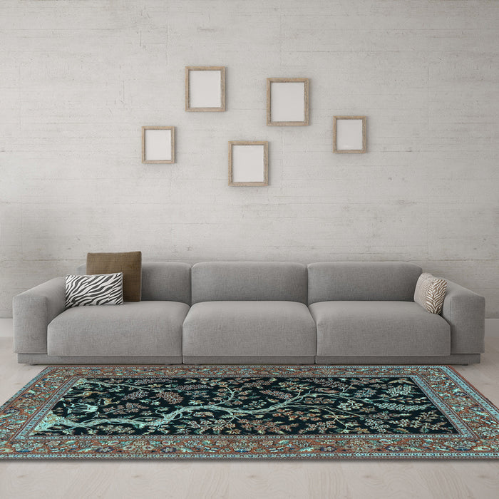 Machine Washable Persian Light Blue Traditional Rug in a Living Room, wshtr4624lblu
