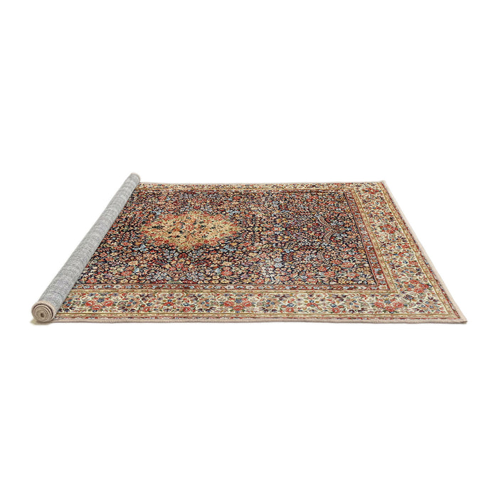 Sideview of Machine Washable Traditional Brown Rug, wshtr4625