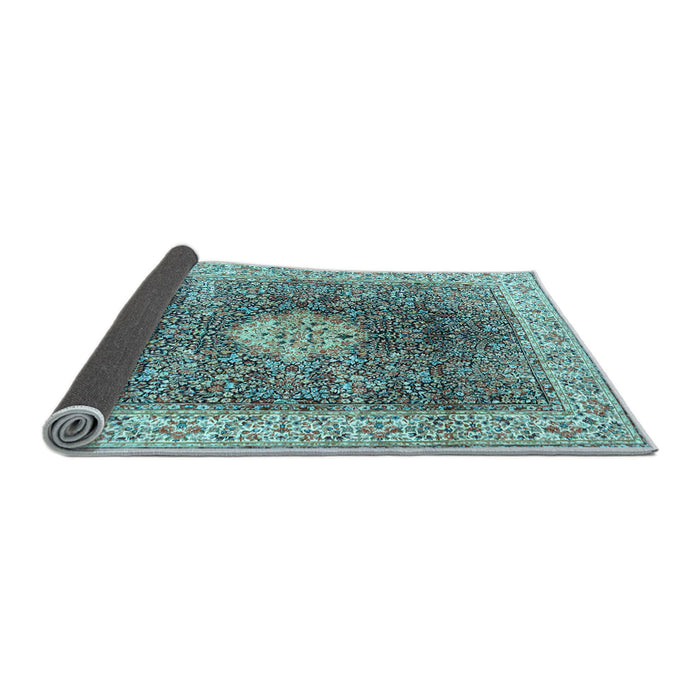 Sideview of Medallion Light Blue Traditional Rug, tr4625lblu