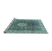 Sideview of Machine Washable Medallion Light Blue Traditional Rug, wshtr4625lblu