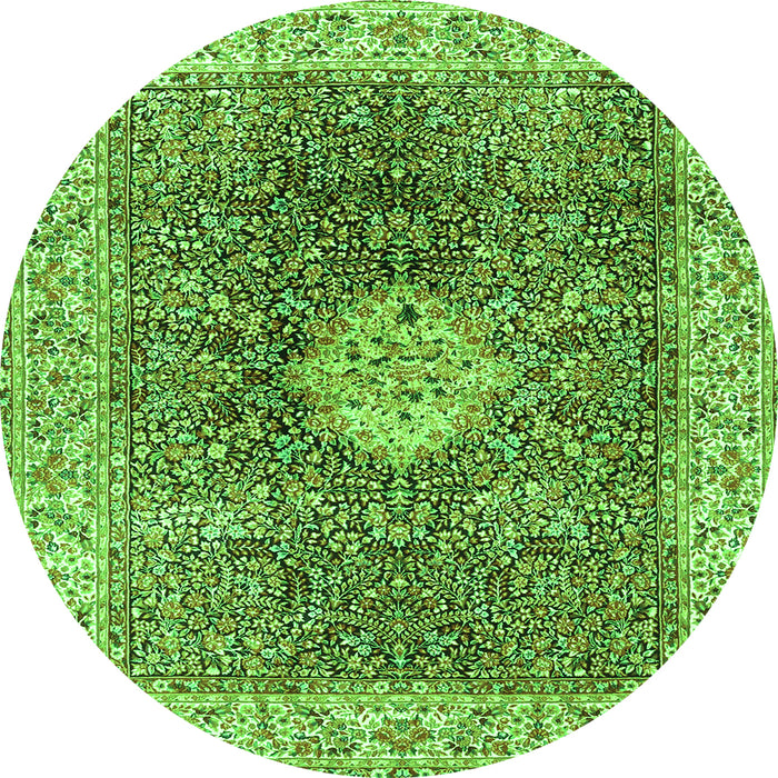 Square Medallion Green Traditional Rug, tr4625grn