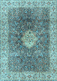 Medallion Light Blue Traditional Rug, tr4625lblu